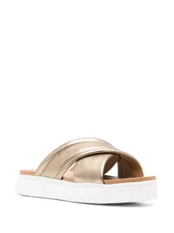 Women UGG Crossover-strap Leather Slides -Ugg 20068686 45205776 1000