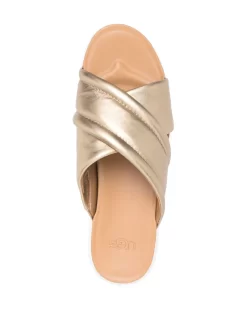 Women UGG Crossover-strap Leather Slides -Ugg 20068686 45205806 1000