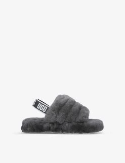 Ugg Fluff Yeah Logo-strap Sheepskin Sandals 7-9 Years