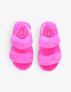 Ugg Oh Yeah Logo-strap Sheepskin Slides 7-10 Years -Ugg R03850302 PINK ALT01