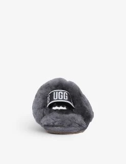Ugg Fluff Yeah Logo-strap Sheepskin Sandals 2-5 Years -Ugg R03850322 GREY ALT01