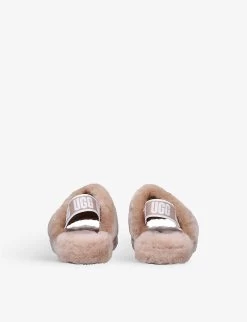 Ugg Fluff Yeah Logo-strap Sheepskin Sandals 6-10 Years -Ugg R03955876 BROWN ALT03