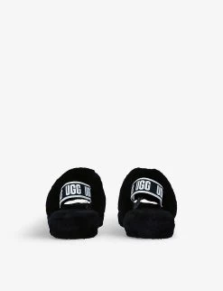 Ugg Fluff Yeah Logo-strap Sheepskin Sandals 7-9 Years -Ugg R03955900 BLACK ALT03
