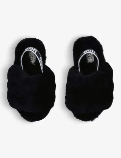 Ugg Fluff Yeah Logo-strap Sheepskin Sandals 2-7 Years 7 Ugg Fluff Yeah Logo-strap Sheepskin Sandals 2-7 Years -Ugg R03955903 BLACK ALT01