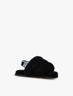 Ugg Fluff Yeah Logo-strap Sheepskin Sandals 2-7 Years 8 Ugg Fluff Yeah Logo-strap Sheepskin Sandals 2-7 Years -Ugg R03955903 BLACK ALT02