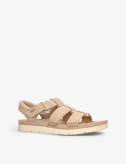 Ugg Goldenstar Logo-embossed Strappy Suede Sandals 6-9 Years -Ugg R04120206 CREAM ALT02