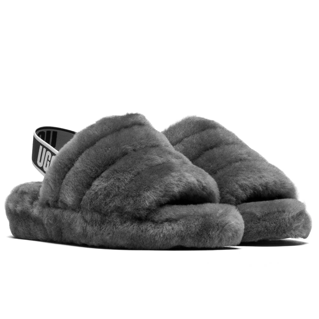 Ugg Women's Fluff Yeah Slide - Charcoal 4 Ugg Women's Fluff Yeah Slide - Charcoal - Image 2