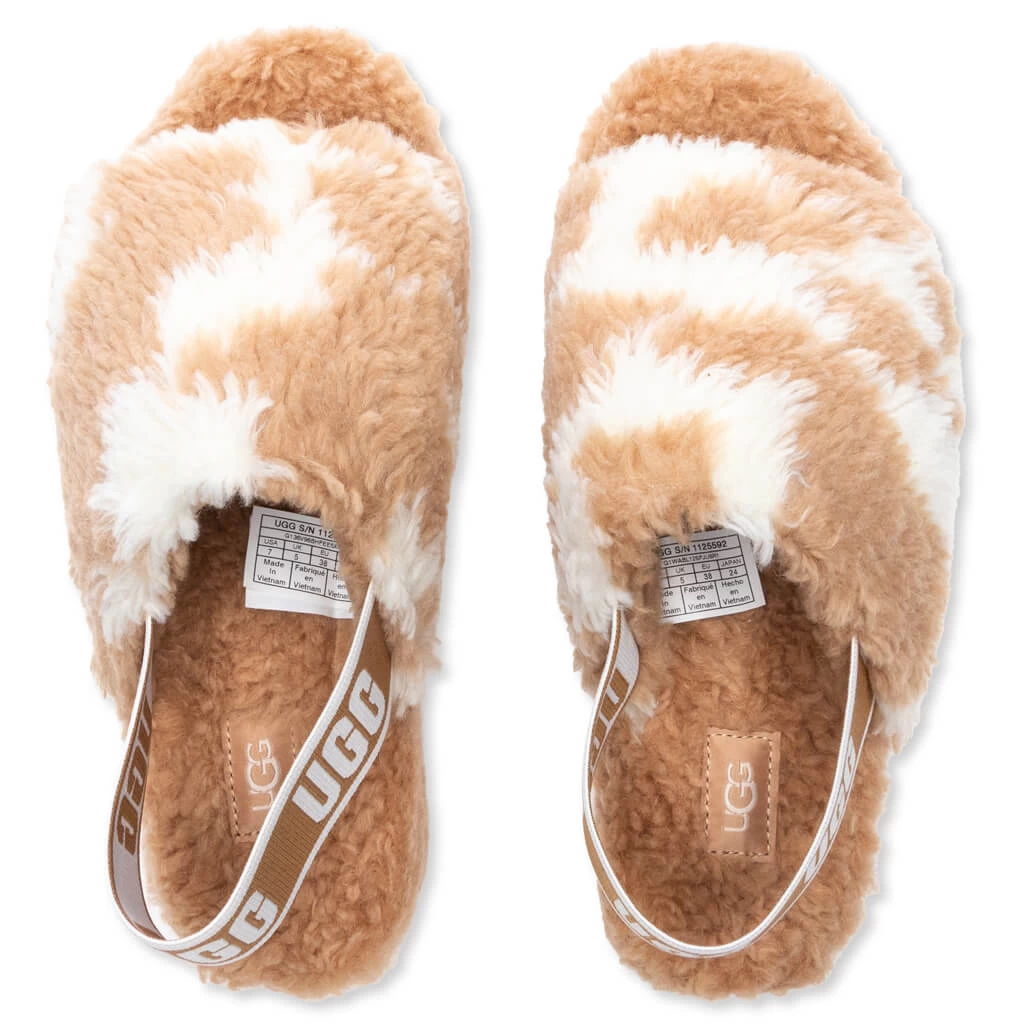 Ugg Women's Fluff Yeah Slide Cow Print - Mesa/Sand 6 Ugg Women's Fluff Yeah Slide Cow Print - Mesa/Sand - Image 4